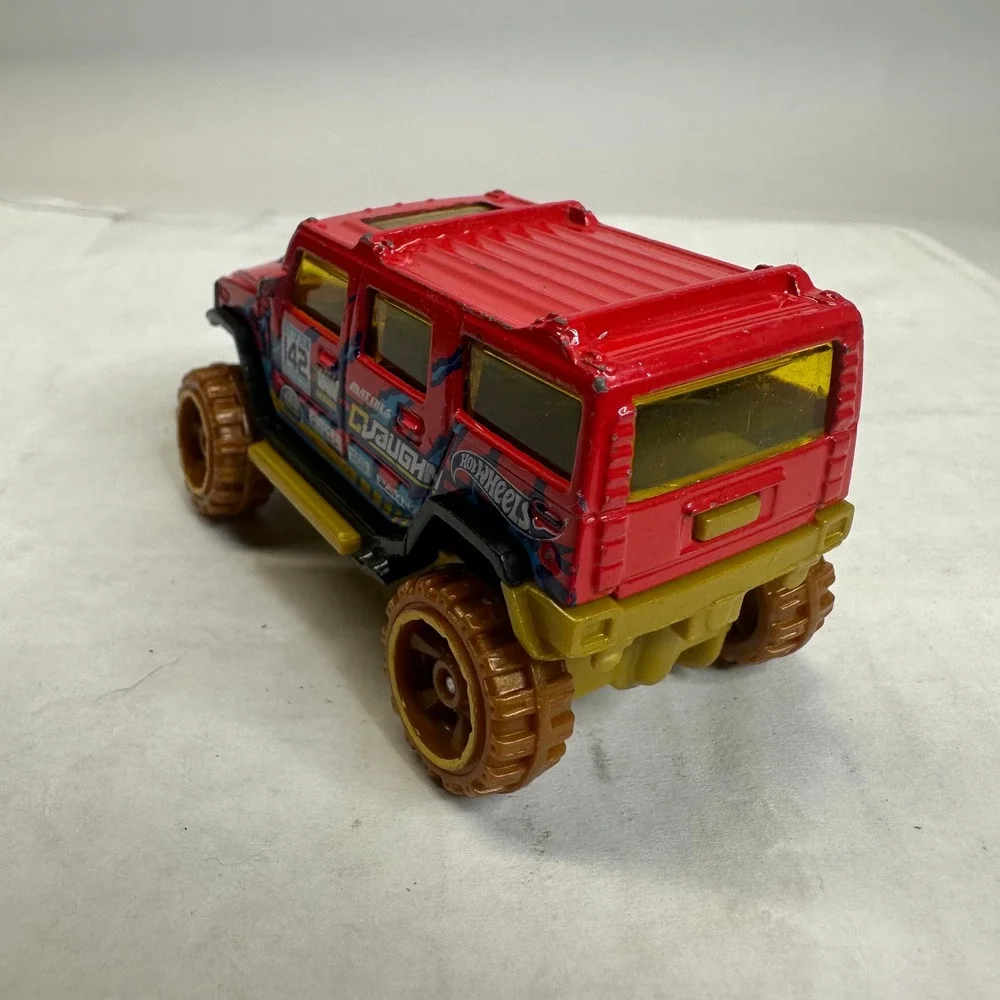 Hot Wheels Red Hummer H2‎ Monster Truck Toy Car Gold Wheels Collectible